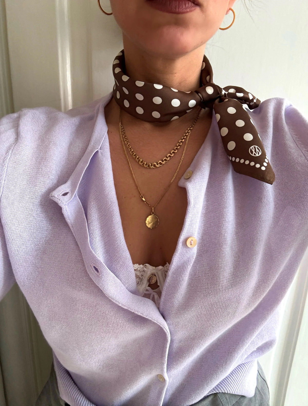 Polkadot Scarf Brun