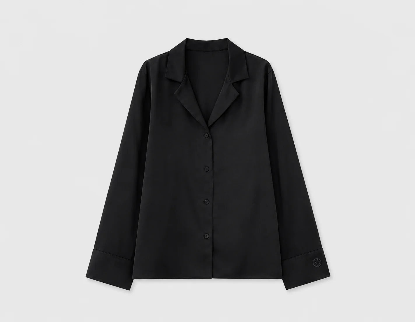 Satin Skjorta Svart