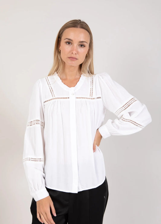 Shirt with lace inserts